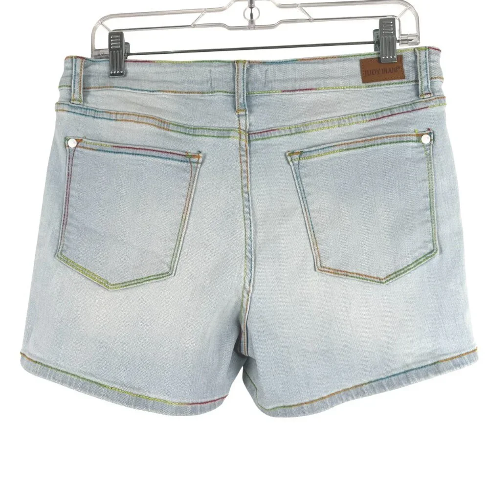 Judy Blue Rainbow Thread Shorts Womens Large Cotton Blend Stretch‎ SS-2194